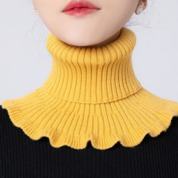 Tyttö Naisten tekokaulus Lämmin kohdunkaulan tuki Bana Huivi Naisten Turtleneck Villakoristeet Yellow