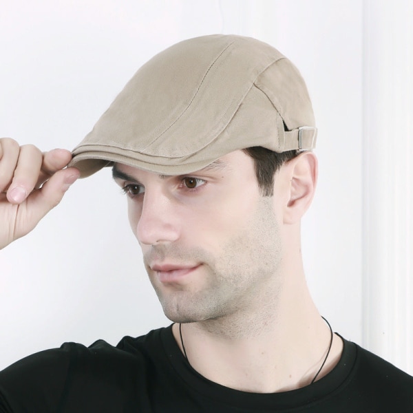 Barettihattu Puuvillainen cap Miesten Naisten Matka-aurinkohattu Retro Advance-hatut Taiteellinen nuorisohattu Beige Adjustable