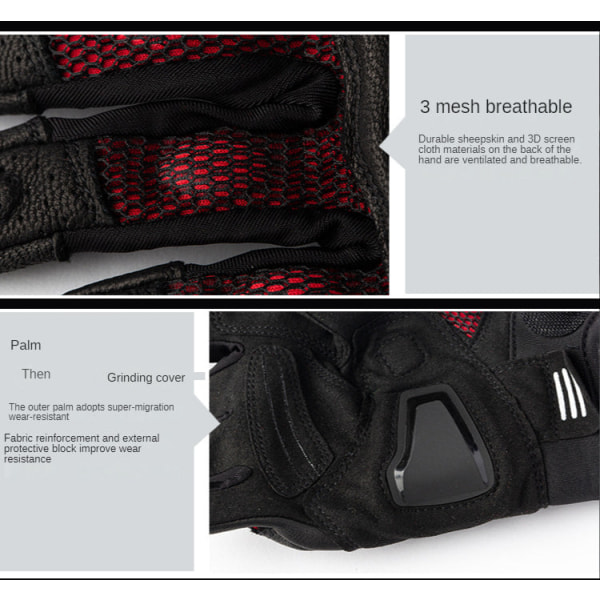 Kvinner Menn Sykkelhansker Sykling Carbon Fiber Beskyttende Motorsykkel Touch Screen Knight Utstyr Red L