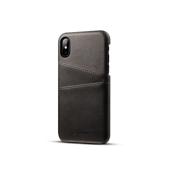 Etui til iPhone 13 Pro 6,1 tommer sort retro kortslot kalveskind læder beskyttende business