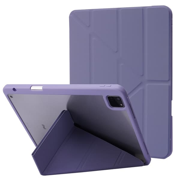 Stilfuldt etui til iPad mini6/mini7 2024/2021 Lavendel Transparent Foldbart