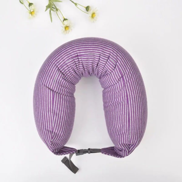 Myk komfortabel reisepute Japansk stil skumpartikler U-formet livmorhalspute Purple gray middle stripes