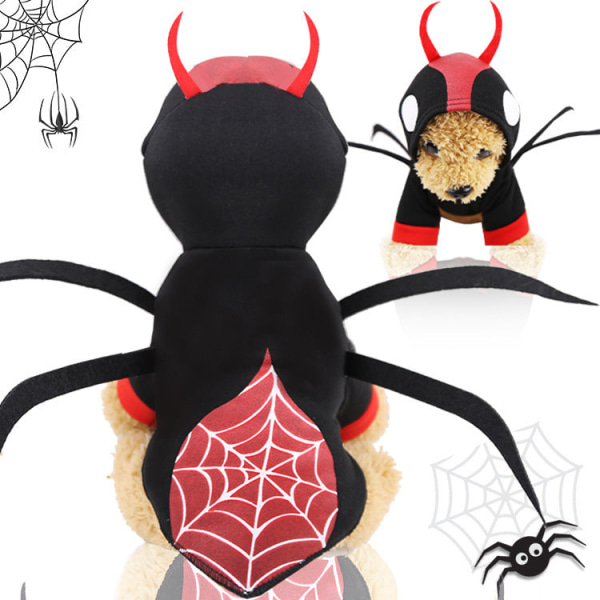 Husdjurskläder Halloween Spider Beetle Husdjurskostym Små och medelstora hundar Hooded Spider 4 feet l