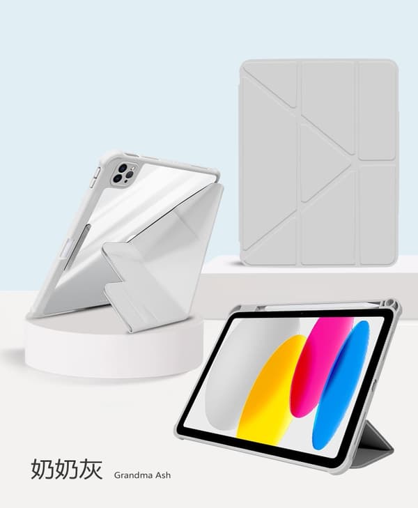 Etui for iPad Pro 12.9 2015/2017 Bestemor Grå Sammenleggbart Lær Snap-On Spenne