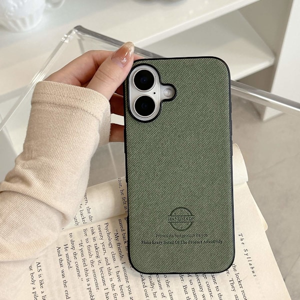 Fodral för iPhone 14 Pro, grön läder, hudvänligt