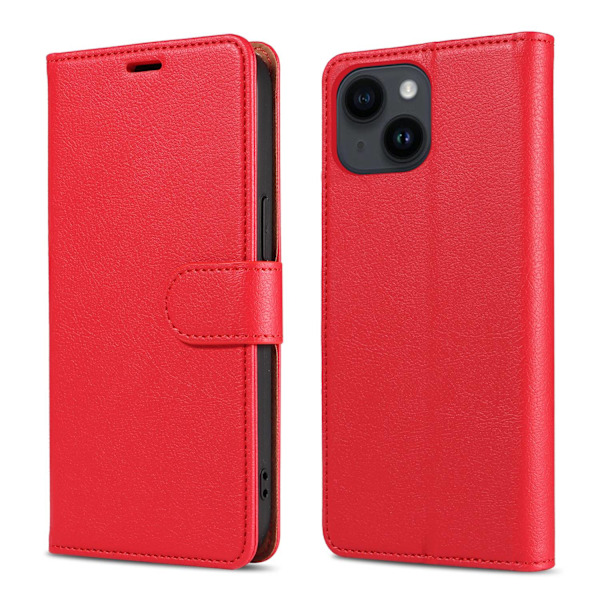 iPhone 15 Plus -kotelo, punainen täplä nahkaa, varkaudenesto, harja
