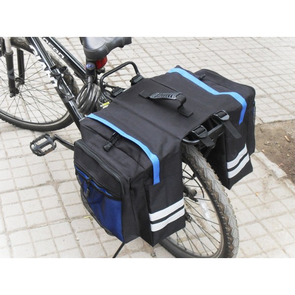 Sykkel terrengsykkel bag bakre stativ bag Double Pack salveske Blue 31.5*31.5*16cm