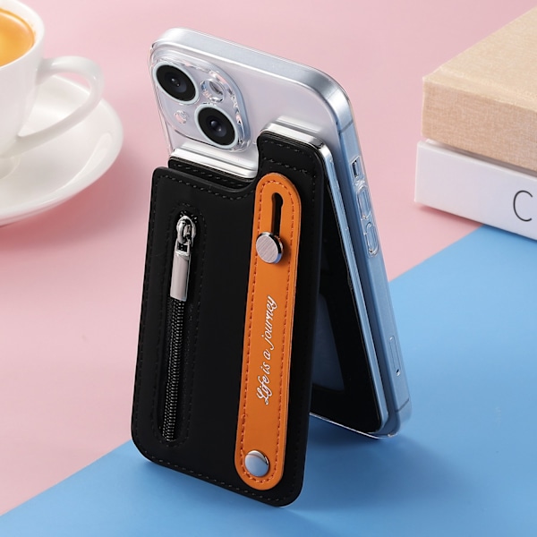 Etui til iPhone 14 Pro Max sort kreativt varmt flip øvre og nedre kortholder transparent