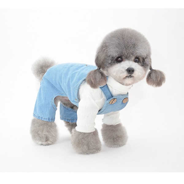 Kjæledyrsklær Høst og vinter Kjæledyroveralls Hundebamse Pomeranian-klær Blue S