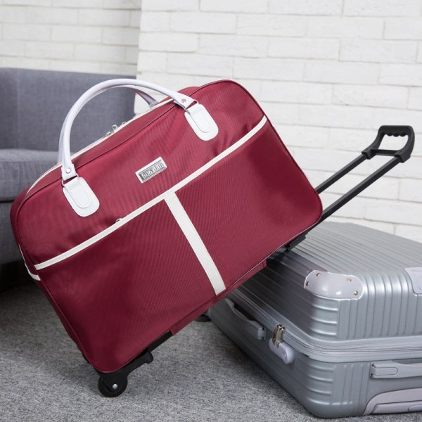 Bærbar koreansk stil kortreist reise boarding lett sammenleggbar mannlig student bagasjebag Wine Red 20 inches