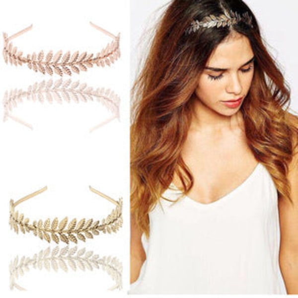 2st Bröllops-Golden Leaf Huvudbonad Örhängen Kronhuvud Hoop Armband Julklapp FJ006