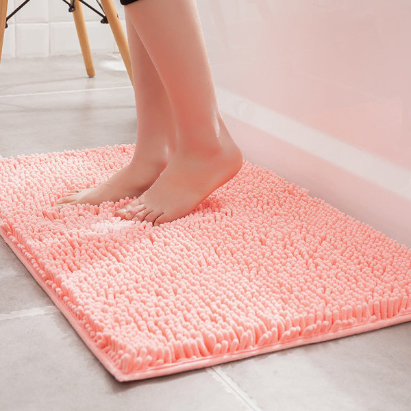 Bath Mat Non Slip Absorbent Shower Bathroom Rug Carpet Chenille Silver Gray 60*90cm
