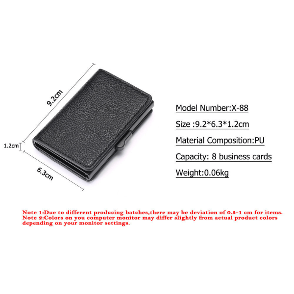 Lyhyt korttipidike Magneettinen RFID automaattinen pommi, metallinen varkaudenestokortti, pyyhkäisevä lompakko Brown