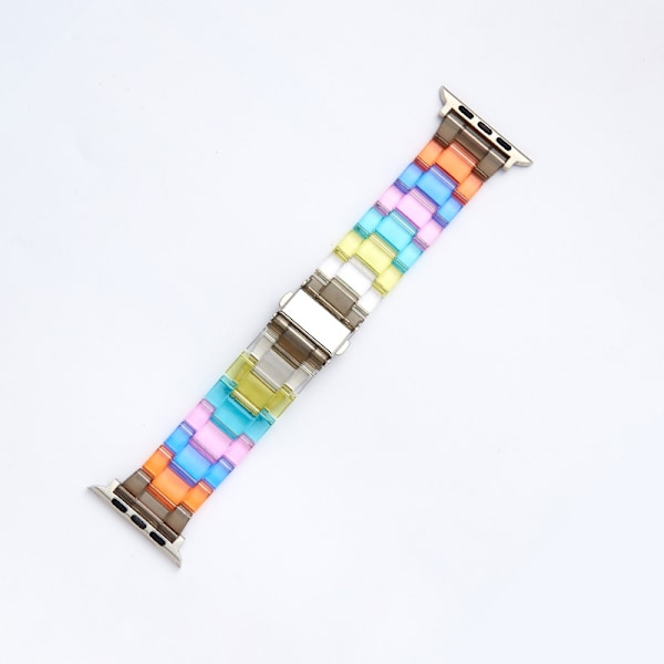 Klockarmband för Apple Watch iWatch 38/40/41/42MM Svart Regnbåge - Rak