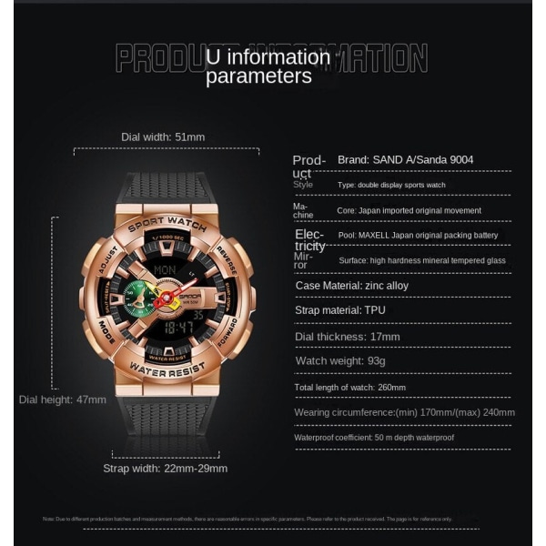 Märklockor utomhus lysande elektronisk watch present 9004 G