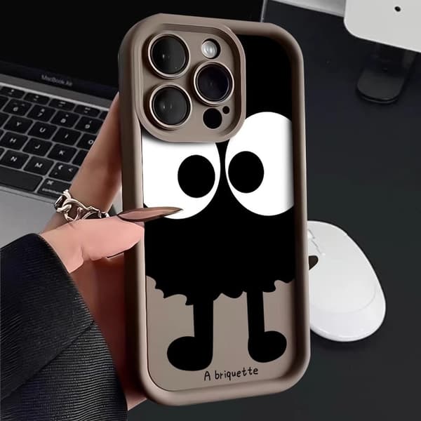 Deksel til iPhone 17pro Kald Brun Stort Øye Kullkule Søt Emery