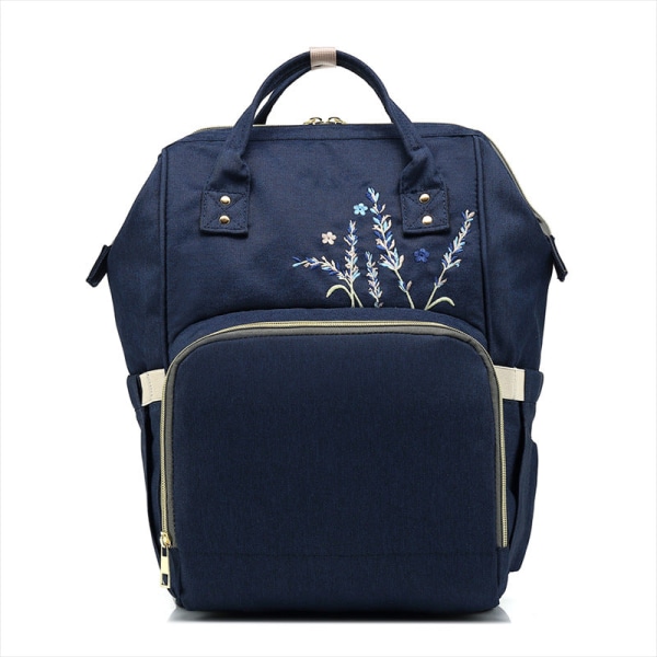 Skötväskor Mammaväska Multifunktionell vattentät ryggsäck med stor kapacitet Mode blue flowers and grass
