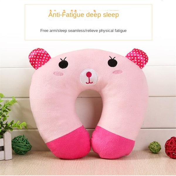 Myk komfortabel reisepute tegneserie U-formet kontor nakkepute Pink bear 26*30cm