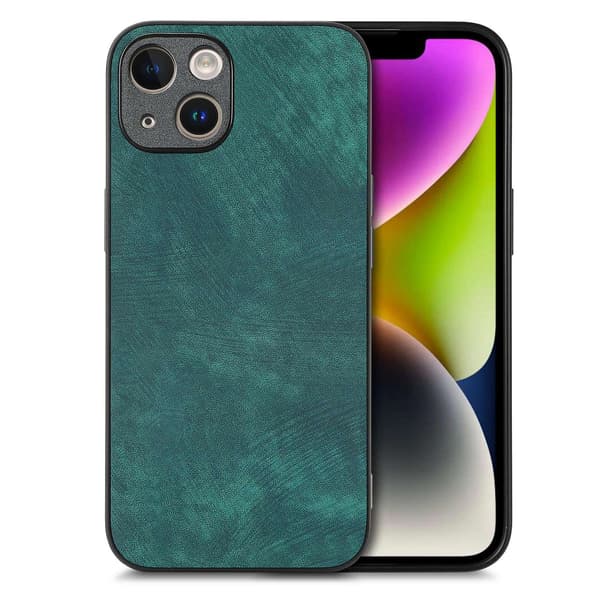 Etui til iPhone 13 Mini grønt læder simpelt solidt fine huller flere modeller