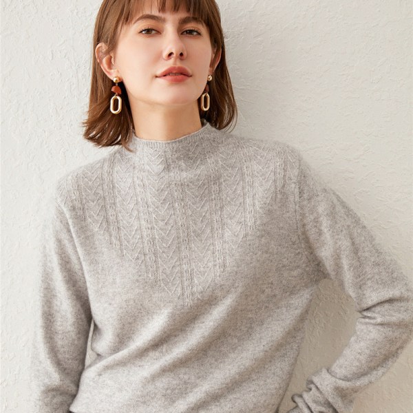 Kvinner strikkeplagg Høst Vinter Genser Koreansk stil Halv Turtleneck Blondebunnskjorte Innertøy Gray L