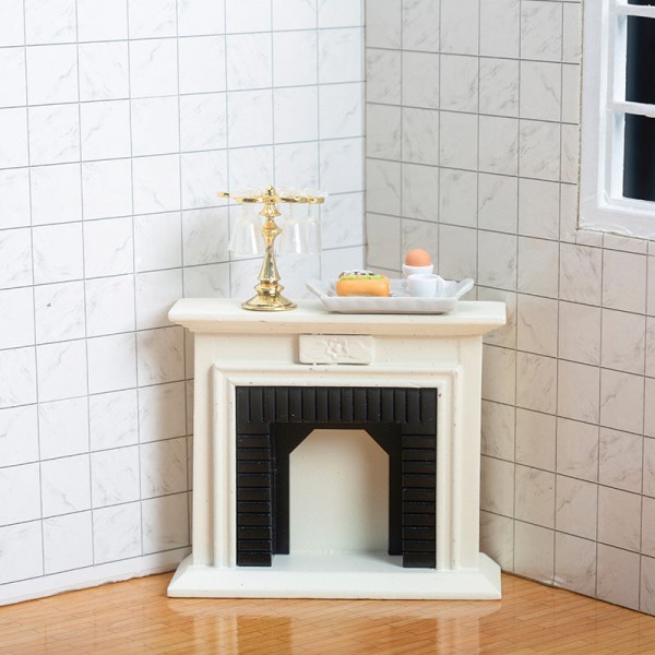 Miniature Furniture Toy Dolls House DIY Decoration Accessories Mini 1:12 Classical Living Room White Fireplace White