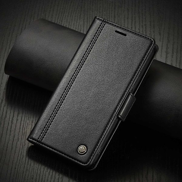 Kotelo iPhone 13 Pro Max -puhelimelle, musta retrokorttipaikallinen lompakkonahkakotelo