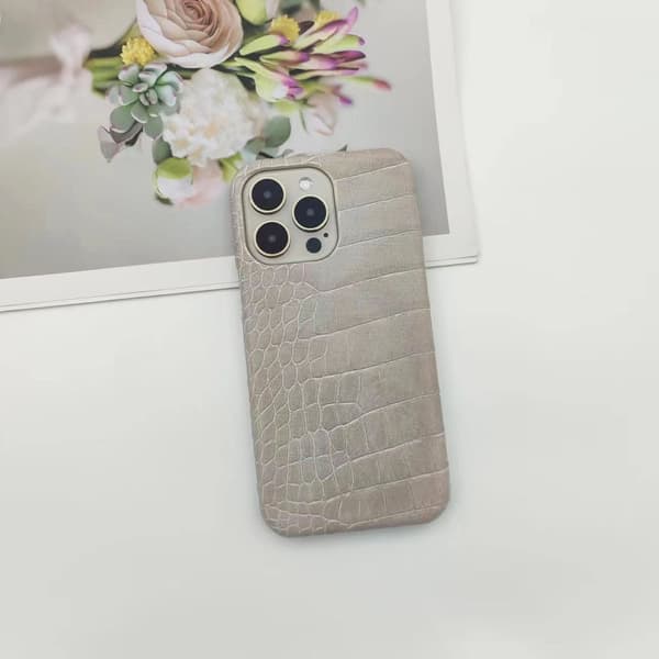 Etui til iPhone 17 Pro Grå Krokodillemønster Trend