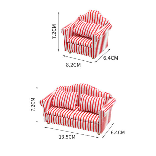 Miniaturemøbler Legetøj Dukkehus gør-det-selv-dekorationstilbehør Mini 1:12 enkelt dobbeltsofa Single sofa