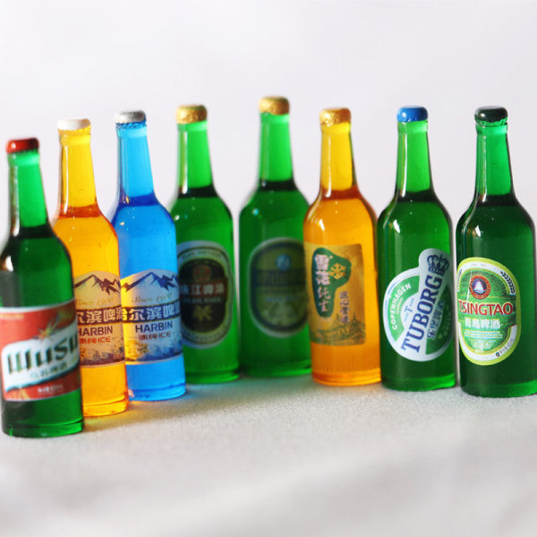 Miniatyrmöbler Leksak Doll House Gör-det-själv dekoration Tillbehör Mini öl Dryckesflaska Beer A NO.2