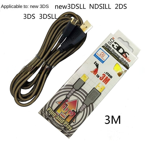 For ny 3DS/3dsxl ladekabel Ndsi USB metallledning 3 M lang ladekabel