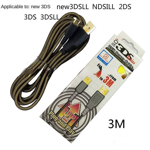 Uudelle 3DS/3dsxl-latauskaapelille Ndsi USB Metal Wire 3 M pitkä latauskaapeli