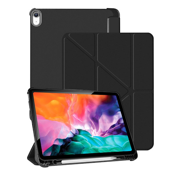 Etui for iPad mini6/mini7 8.3\" Premium Svart Solid Y fold Sammenleggbart Lær Soft