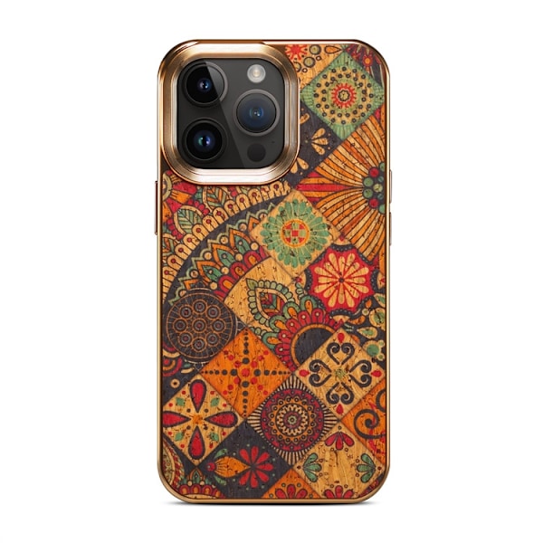 Fodral för iPhone16 underbar gul anti-fall blomsterspråk elektropläterat läder