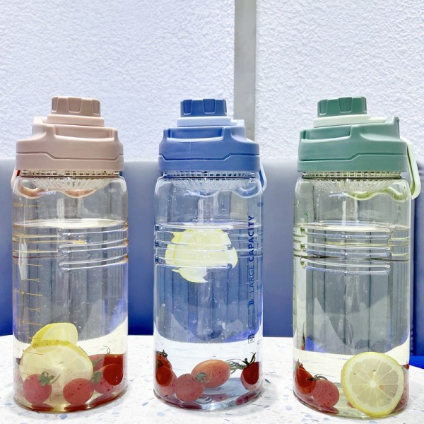 Vattendricksflaska för barn Söt för barn, stor kapacitet 1500 ml utomhus droppbeständig sport bärbar Light Blue 1.5L