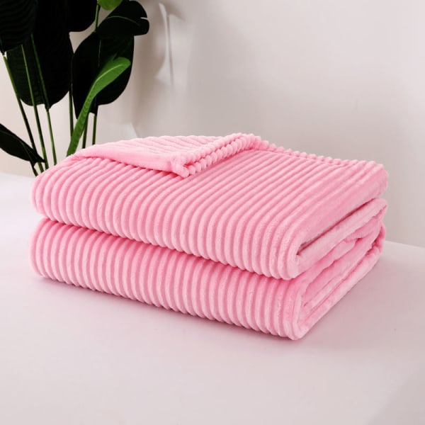 Four Seasons Filt Förtjockad Flanell Vintertupplur Enkelsoffa Filt Lakan Pink 200*230cm