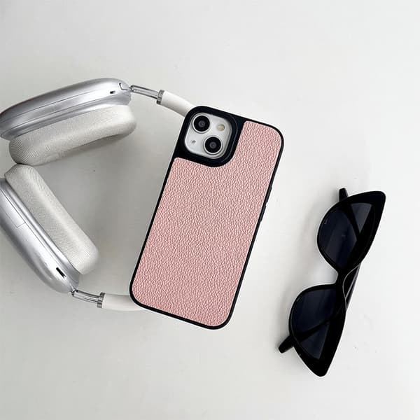 Etui til iPhone 13 Pro stor pore lædertekstur enkelt skal pink solid silikone tynd simpel