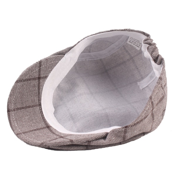 Baskerhatt Rutigt tyg Baskerhatt med cap för män Medelålders och äldre människors hattar Art Youth Advance Hats Gray M（56-58cm）