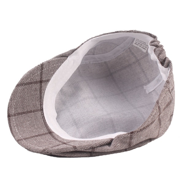 Beret lue rutete tøy Beret menns topphette Middelaldrende og eldre menneskers hatter Kunst Ungdom Advance hatter Gray M（56-58cm）