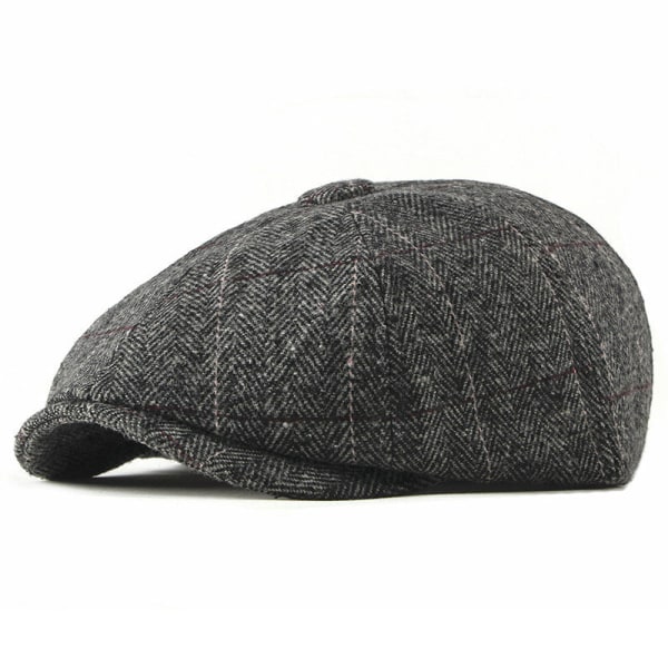 Barettihattu 2022 syksyinen talvi lämmin villainen isokokoinen casual muoti cap New octagonal cap-Gray M(56-58CM)