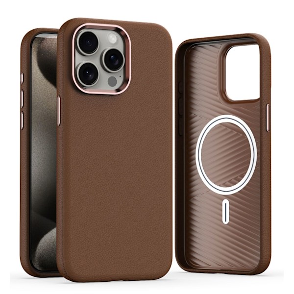 Fodral för iPhone 13promax brun magnetisk typ magnetiskt läder fullt anti-fall
