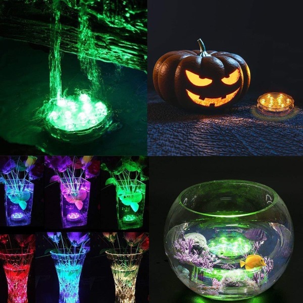 10 led fjärrstyrd nedsänkbar ljus batteridriven RGB undervattenslampa för utomhus trädgård pool fest vas 3lamp 1remote