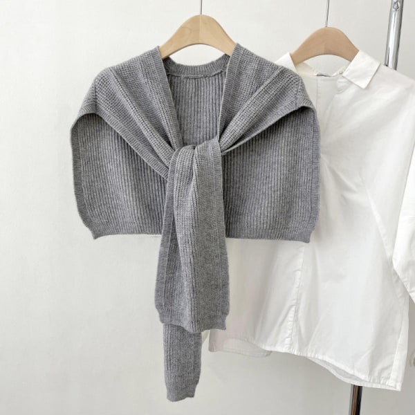 Damestrik efterår vinter sweater lille sjal matchende overtøj med aircondition værelse tørklæde Gray