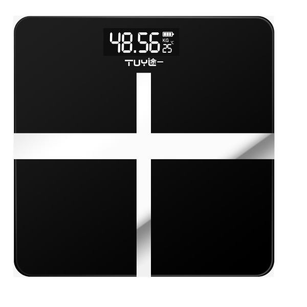 Kroppsvektskala Baderom rund hjørneplattform Digital hjemme Elektronisk USB Lading Presisjon NO.8 Black horizontal stripes Rechargeable