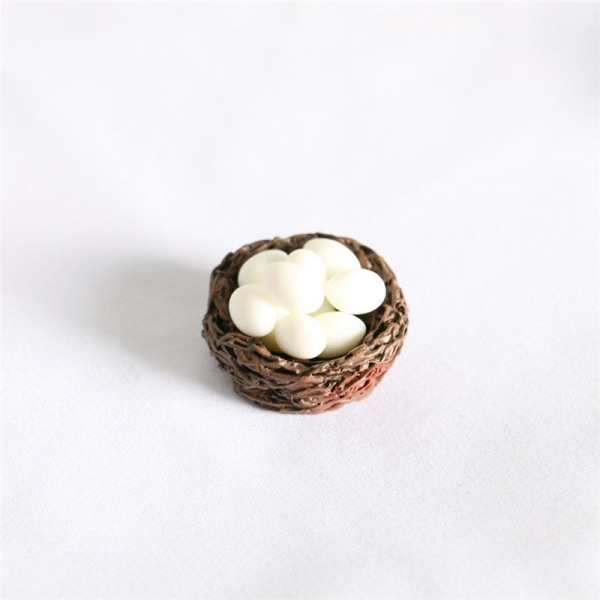 Miniaturemøbler Legetøjsdukker Hus gør-det-selv dekorationstilbehør Mini 1:12 Fuglerede Fuglerede Simulation Nature White egg pack