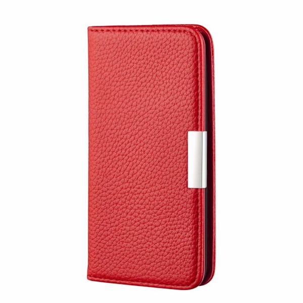 Etui til iPhone 13 Pro rød litchi tekstur kortholder flip wallet læder magnetisk spænde