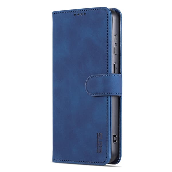 Fodral för iPhone 14Pro blå Aishang läder solid flip kortplats