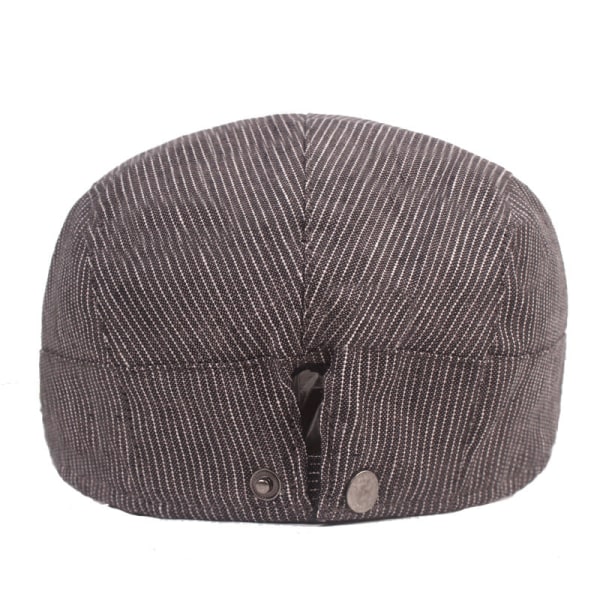 Beretlue Bomull Lin Beret Striper for menn og kvinner Topplue Vår- og sommersolhatt Middelaldrende og eldre hatter Advance Hats Light gray Adjustable