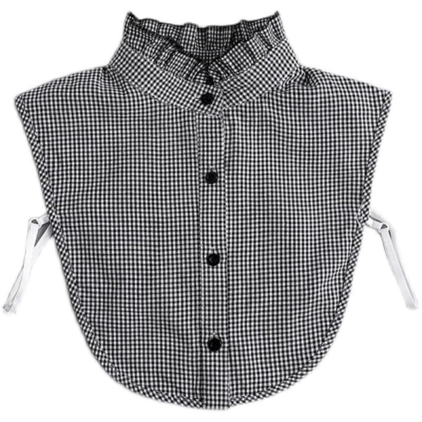 Tjej Dam falsk krage Höst Vinter Tröja Koreansk träöron Avtagbar krage Svart Vit Houndstooth pointed collar