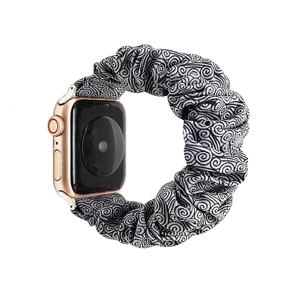 Urrem til Apple Watch iWatch 42/44/45/49mm sort og hvidt print-2