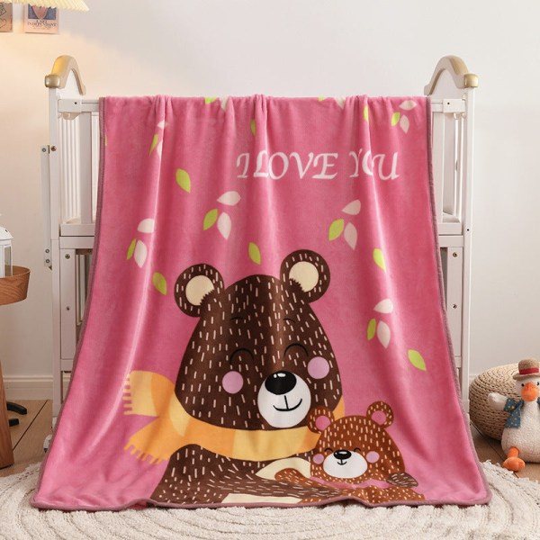 Barnfilt Enkellager & tunn tecknad flanellfilt Kindergarten Four Seasons cover Bear 100*140cm